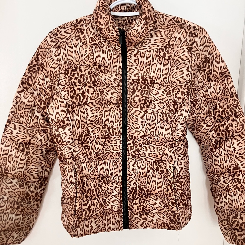 Dynamite Brown Leopard Print Puffer Jacket